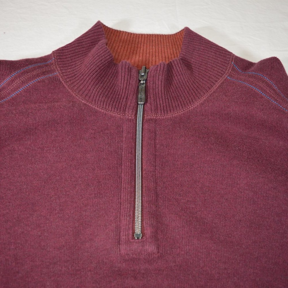 Tommy Bahamas Red Quarter Zip Long Sleeved Men's Size Large Sweater
